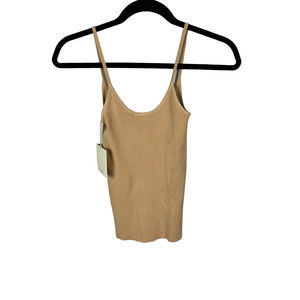 Tibi Ribbed Round Neck Tank Top Beige Size XS NWT